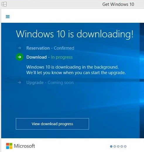 Windows 10 is Downloading