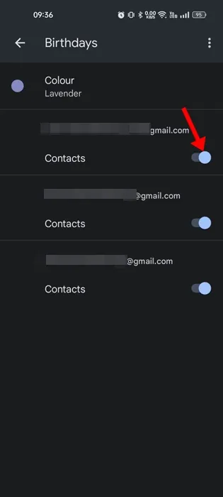 enable the toggle for Contacts