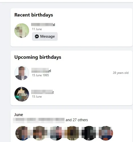 view the birthdays of all users